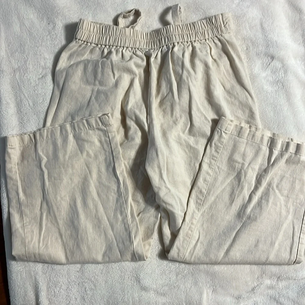 J Crew Cream Wide-Leg Pants with Drawstring - Picture 8 of 9